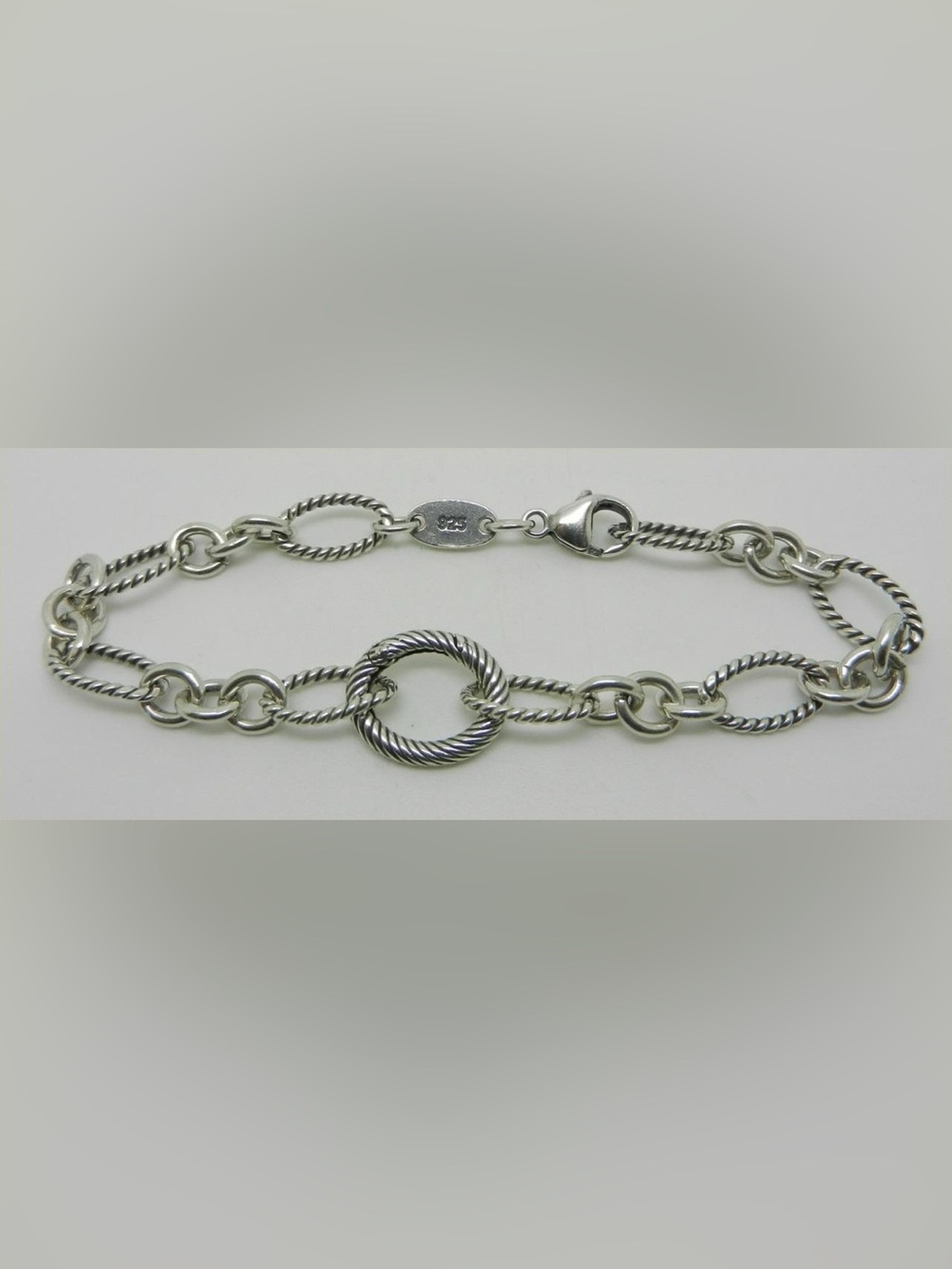 James Avery Retired Sterling Silver Oval Twist Changeable Charm Bracelet